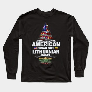 Christmas Tree  American Grown With Lithuanian Roots - Gift for Lithuanian From Lithuania Long Sleeve T-Shirt